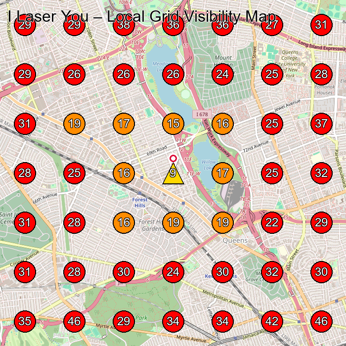 I Laser You GeoGrid visibility map for Dental Clinic in Queens